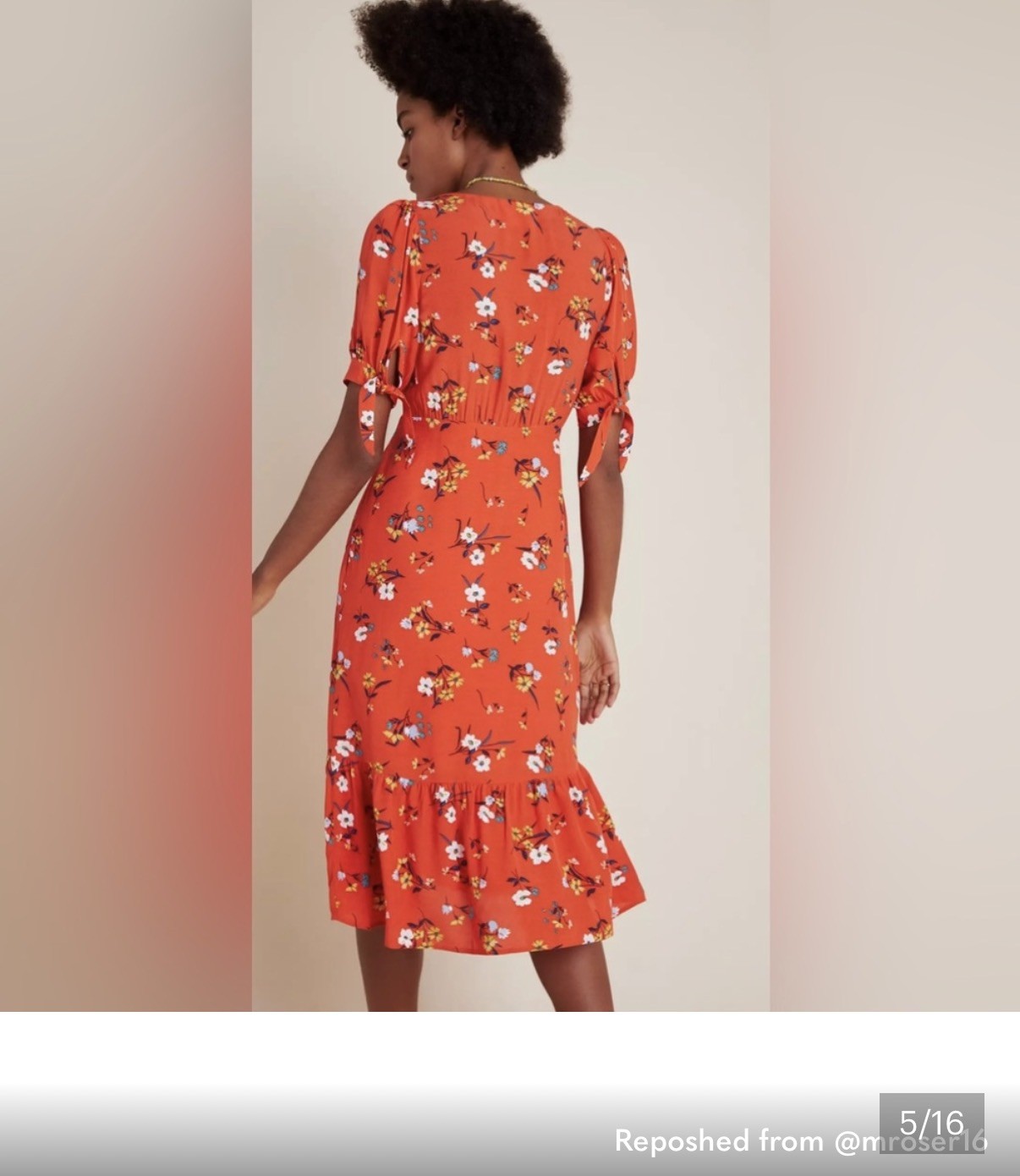 Anthropologie Maeve Eudora Orange Floral Midi Dress Size 4