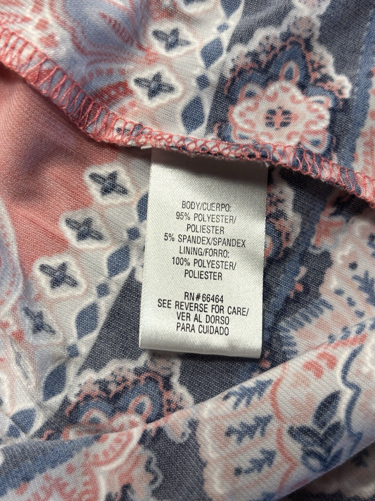 Studio One NY Coral Paisley Shift Dress Size XL Bell Sleeve Border Print Stretch