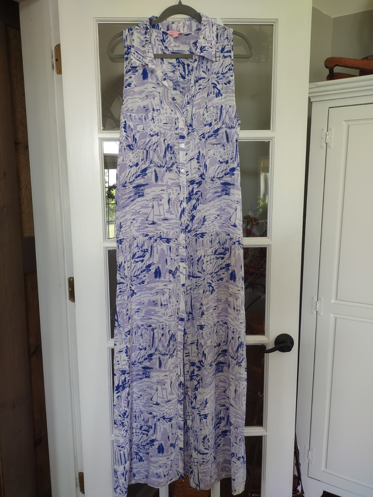 Lilly Pulitzer Erza Maxi Beach Dress Lilac Verbena Rock The Dock Purple L Large