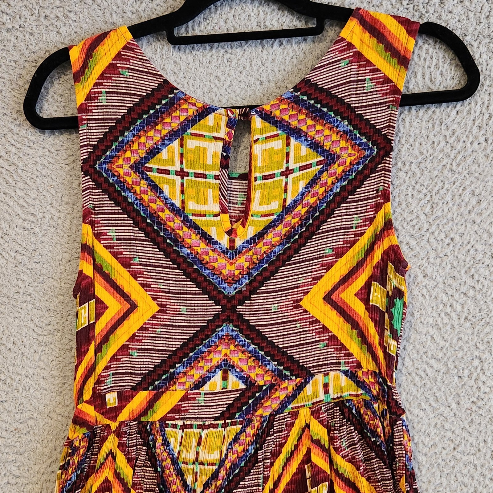 MINKPINK Womens Mini Dress Medium Multicolor Batik Design Tasseled Waist