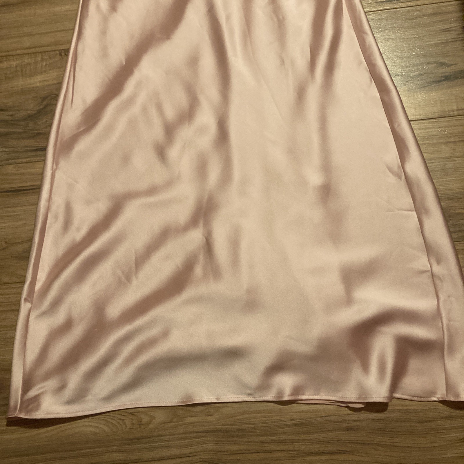 Zara Sleeveless Straps Back Lined Pink Satin Maxi Dress Size S