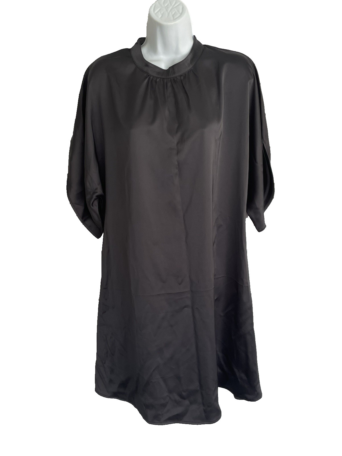 NWT Made with Love Black Elbow Sleeve Keyhole Back Knee Length Shift Dress XL