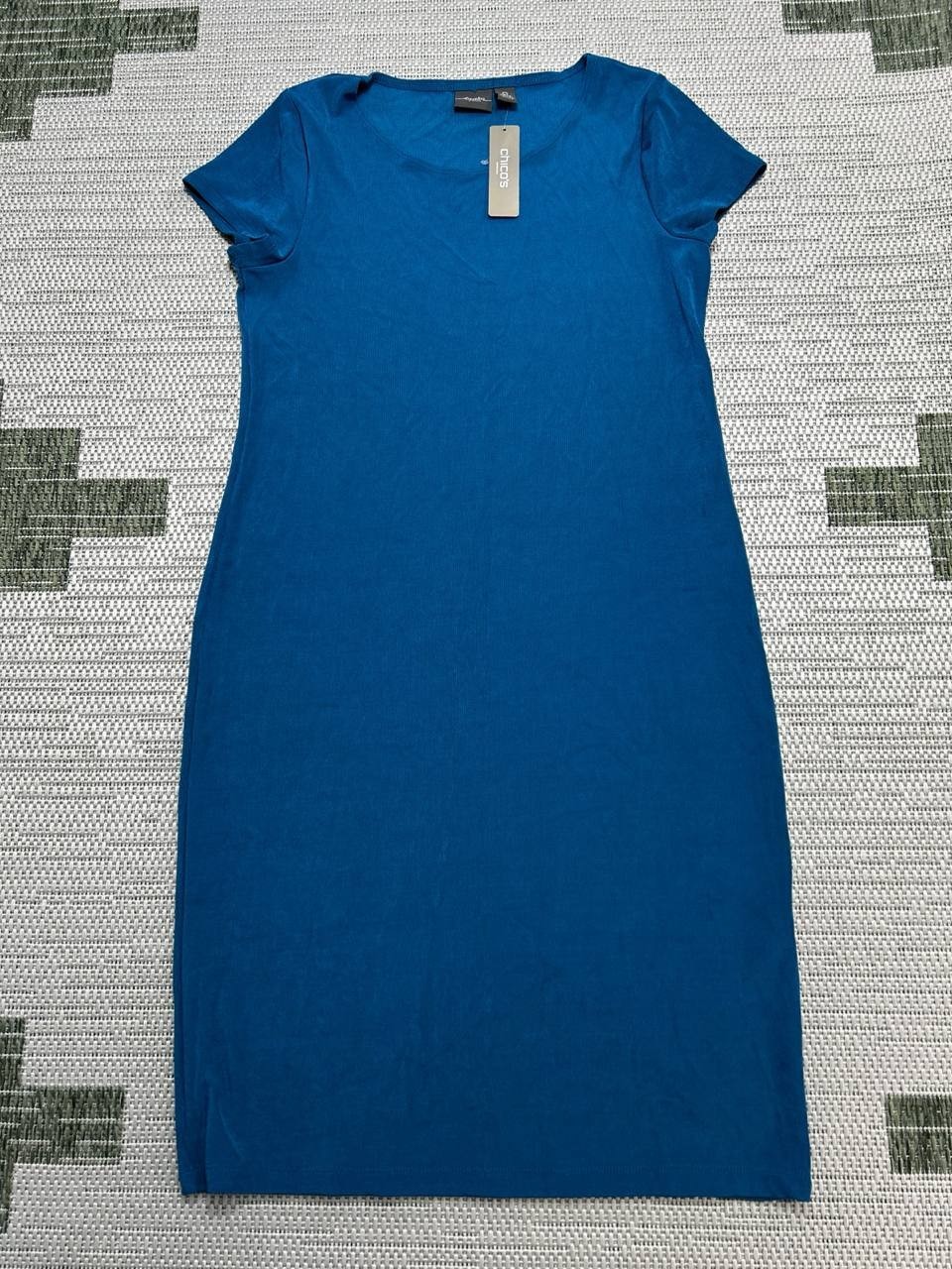 Chicos Travelers Sheath Dress Womens Small Blue Stretch Wrinkle Resistant New