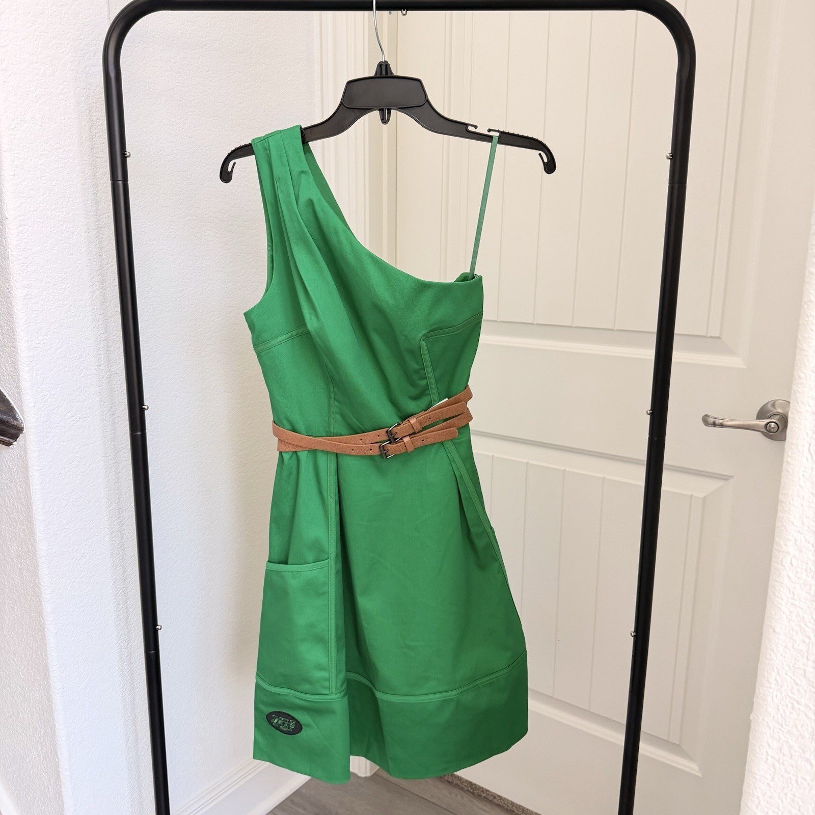 Jessica Simpson Collection NY Jets One Shoulder Belted Dress Green NFL NWT