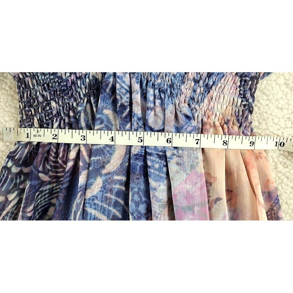 MISA Los Angeles Floral Tiered Midi Dress XS Bohemian Cold Shoulder Purple