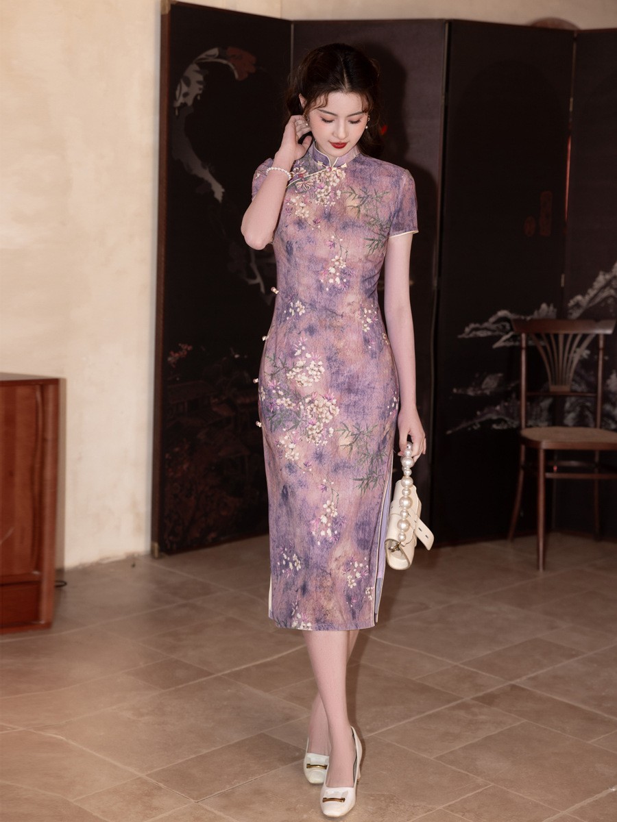 Cheongsam Dress Vintage for Women Wedding Party Chinese Qipao Midi Size 2-12 New