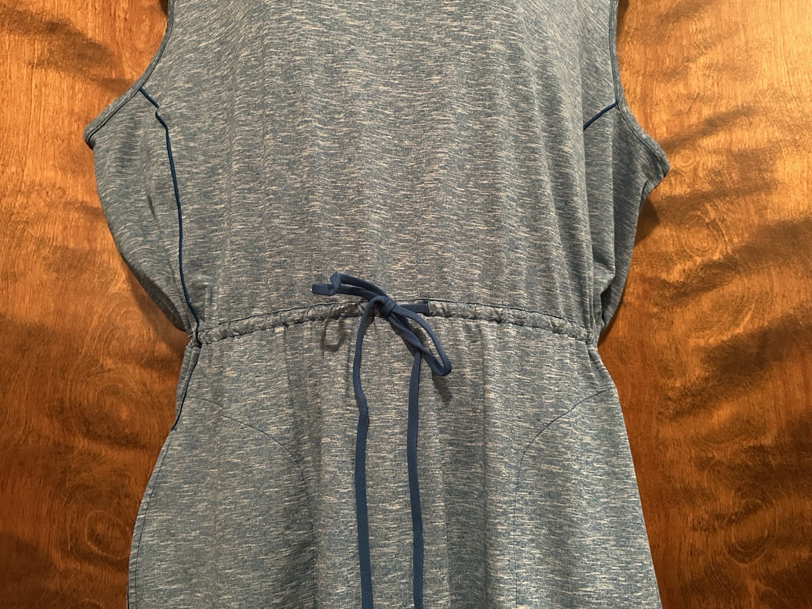 COLUMBIA Sleeveless Drawstring Waist Tank Dress Womens Plus 2X Blue Marled Knit