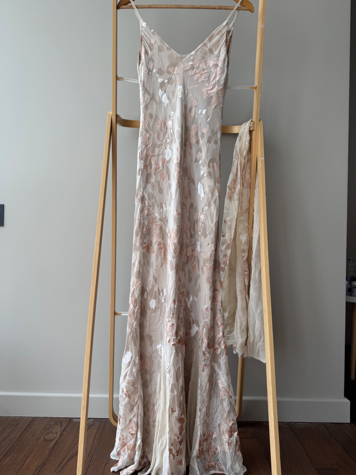 Vintage 2000s Monsoon Y2K silk devore cowl neck maxi wedding evening size 8