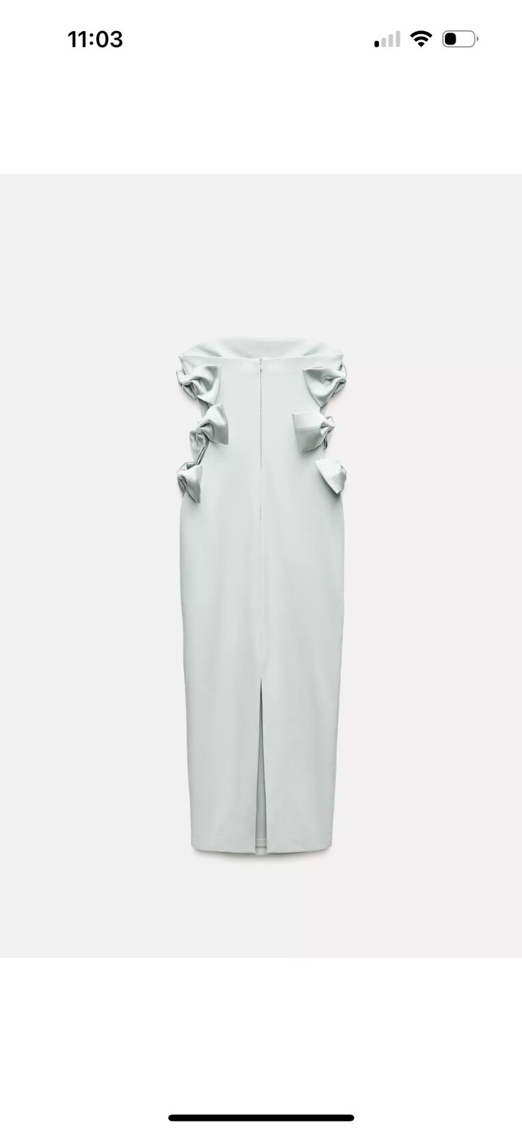 ZARA FW24 FITTED OFF-SHOULDER MIDI DRESS M SATIN BOWS SEA GREEN 4772/211 NWT
