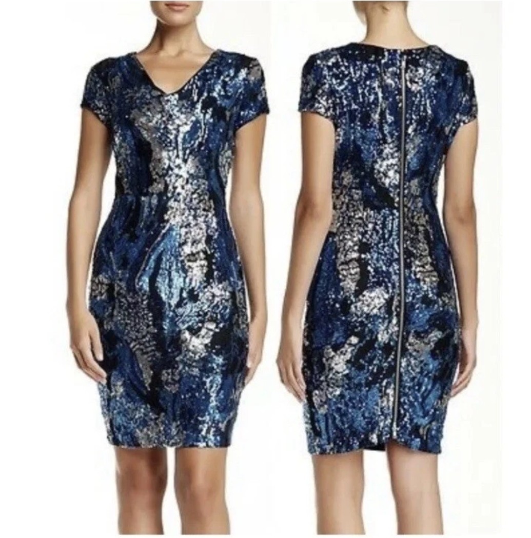 CACHE Sequin Blue And Silver Medium Size New With TAGS ELEGANT AND GORGEUS