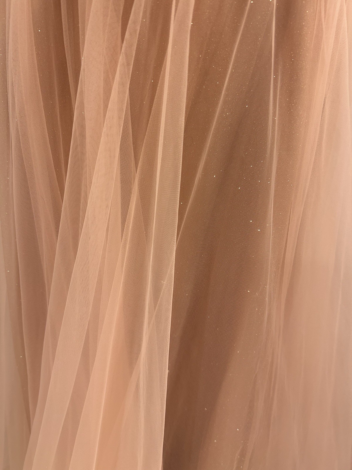 Cinderella Divine Blush Tulle Beaded Sequin Ball Gown V-Neck Zip, Size 6