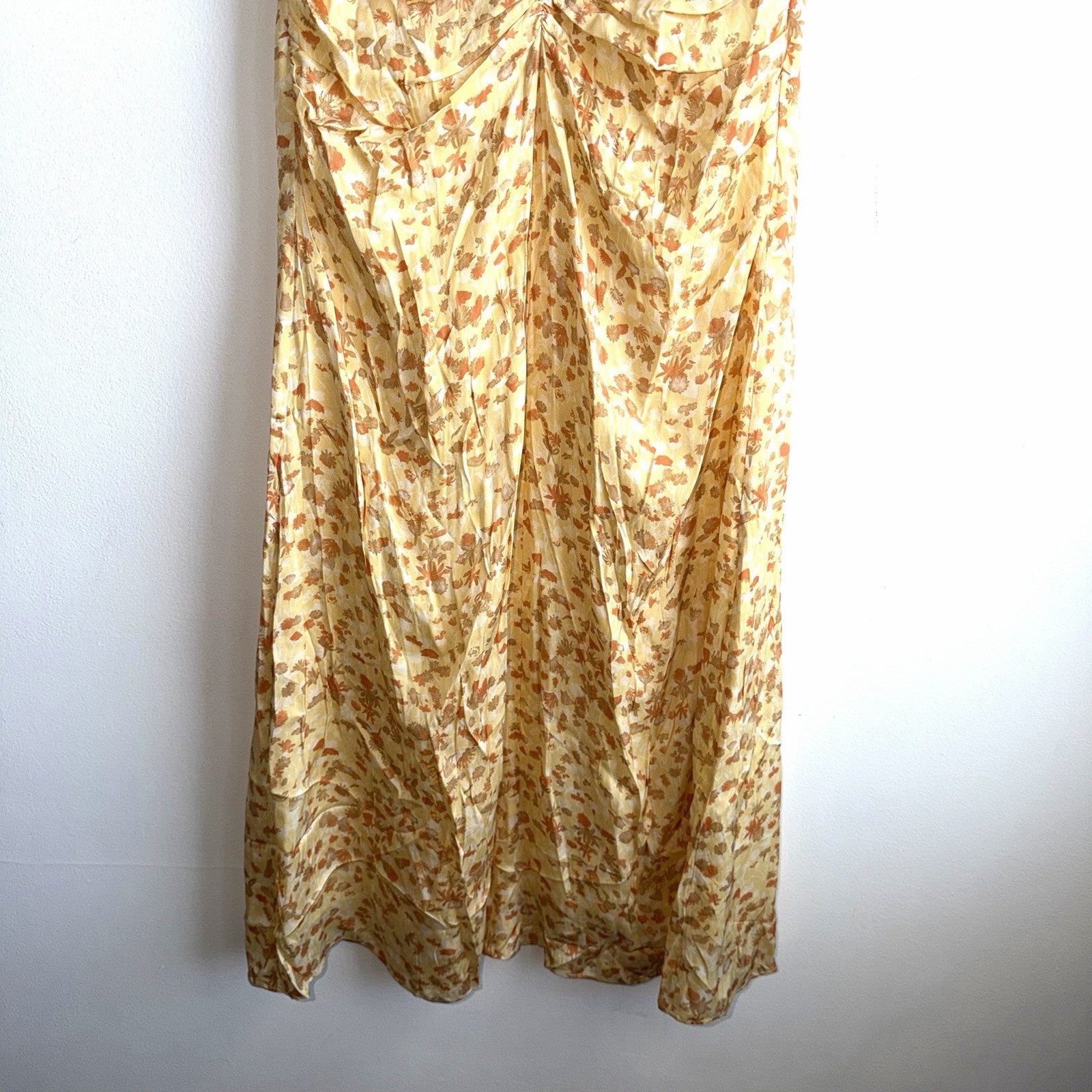 Fabrique Paula Hand Painted Flora Ruffle Dress in Matte Silk Crepe Size 6 US NWT