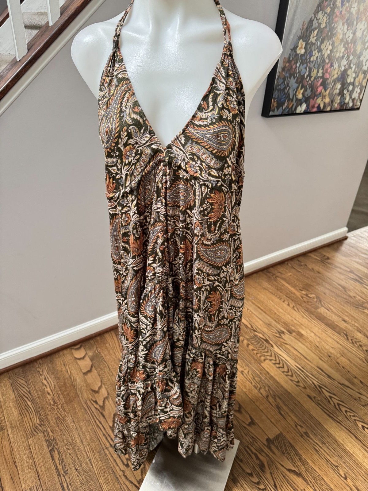 LARA ETHNICS Laraethnics Floral Paisley Print Halter Maxi Dress OS