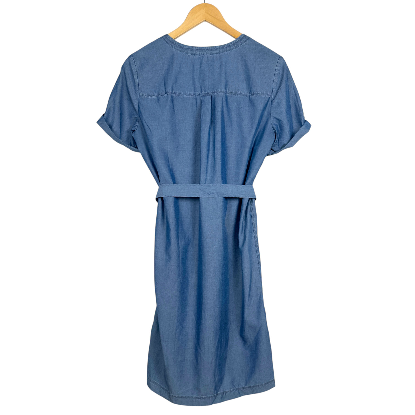 Comptoir des Cotonniers Lyocell Chambray Dress 38 S Blue Belted Minimalist