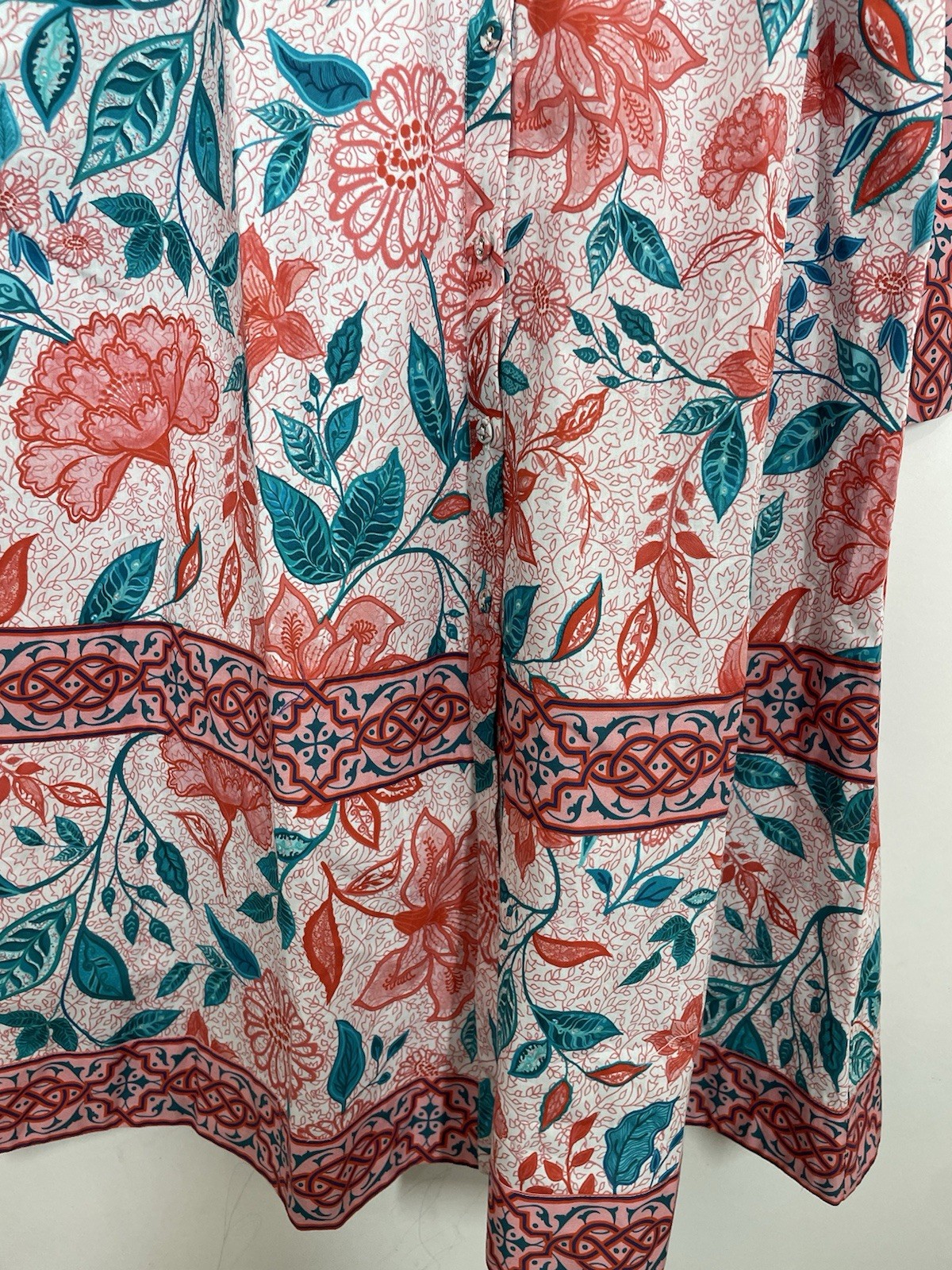 Celina Moon Womens BUtton Front Shirt Midi Dress Floral Red Green Size XS NWT