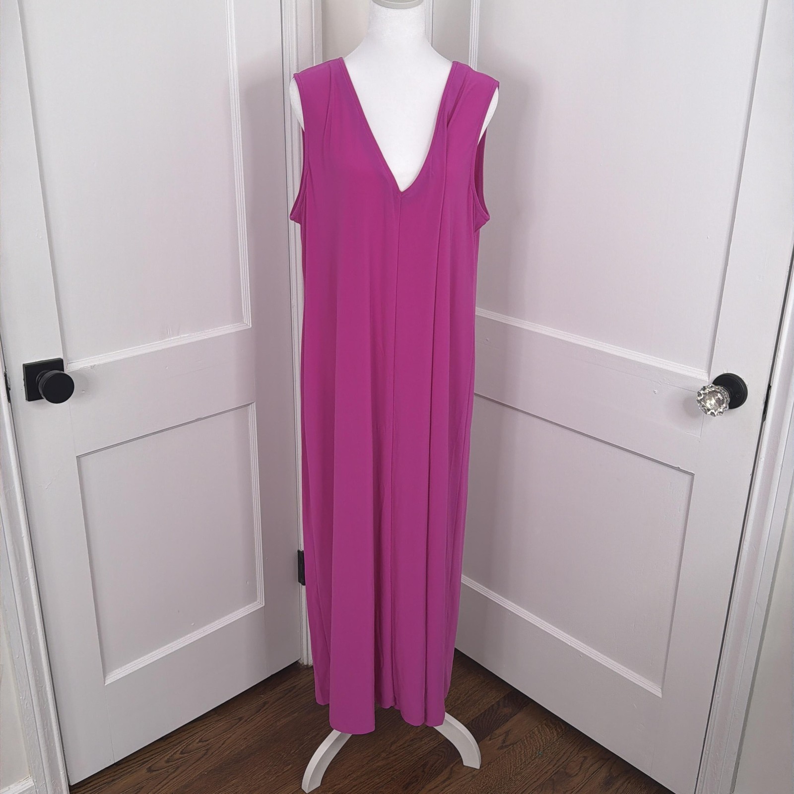 Franne Golde Maxi Dress Womens XXL Fuchsia Essential V-Neck Sleeveless Stretch