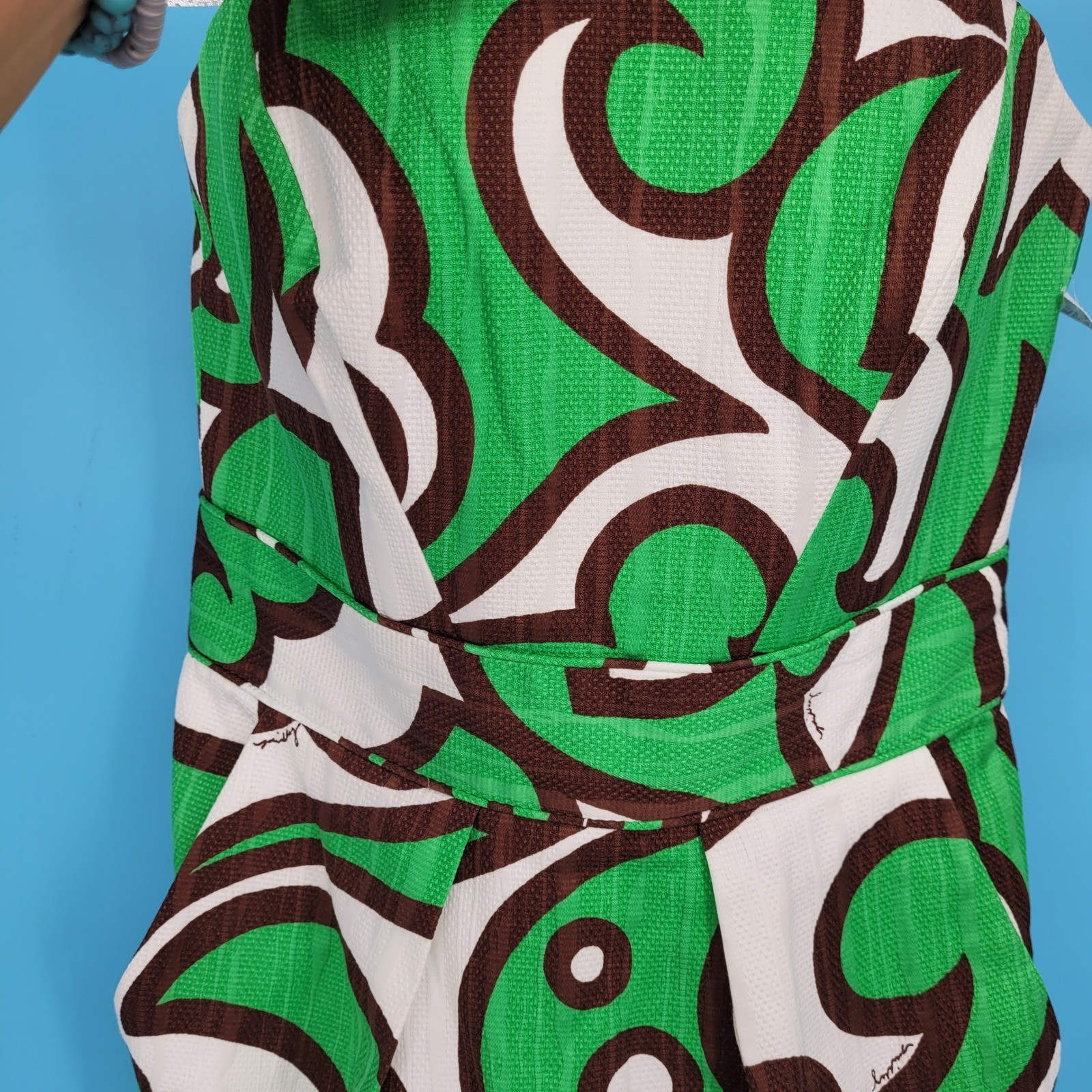 Milly Strapless Abstract Leaf Print Sheath Dress Women Size 4 Green Brown NWT