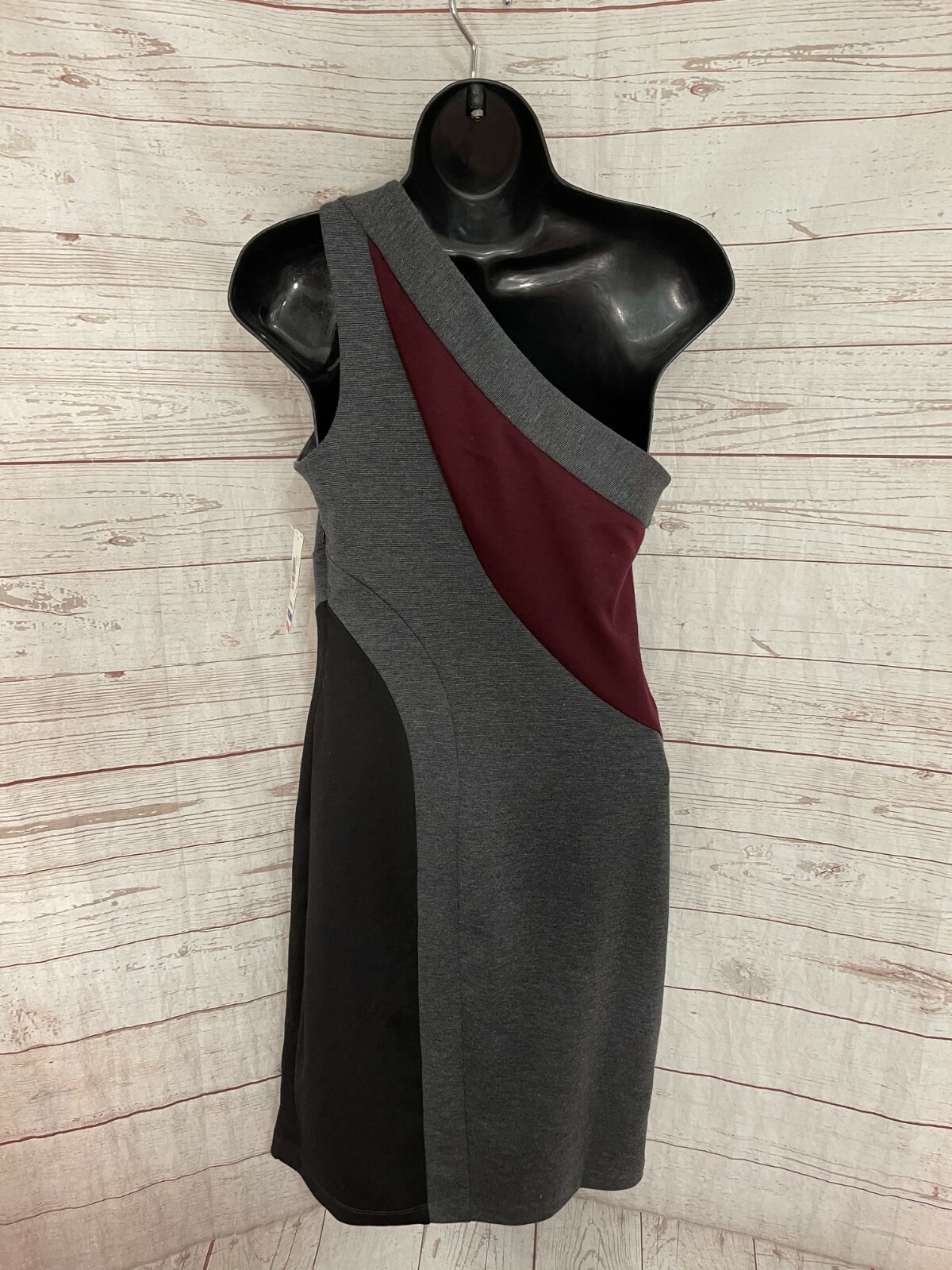 Allen B By Allen Schwartz Dress One Shoulder Strap Gray / Plum / Black Size XS