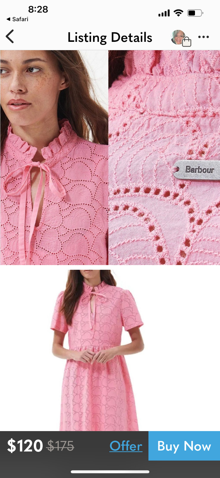 NWT Barbour Hopewell Eyelet Midi Fit & Flare Dress Petal PInk – 6, 8, 10, 12