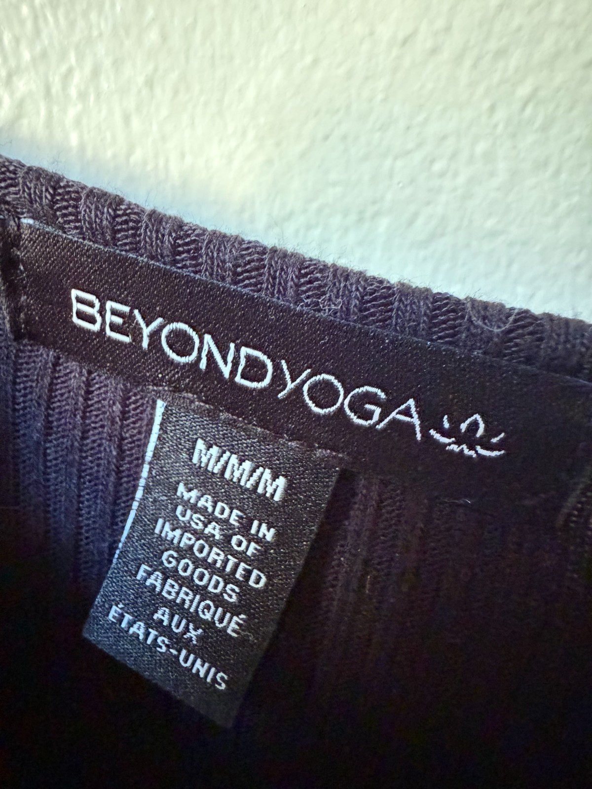 Beyond Yoga Contours Dress M Black Ribbed Modal Midi Long Sleeve USA EUC