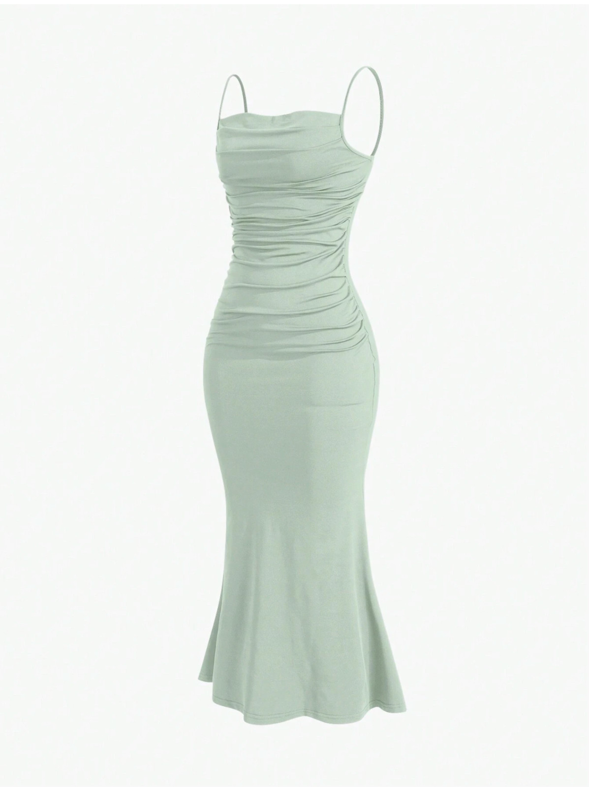 Mint Green MOD Solid Ruched Mermaid Hem Cami Dress Sz XS S M L