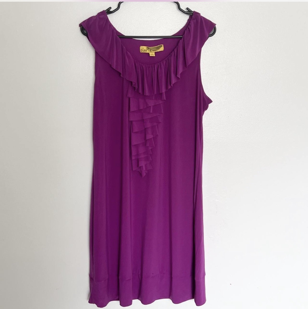 CLAR.E Women’s size 12 Magenta Ruffle Front Casual Preppy Resort Stretch