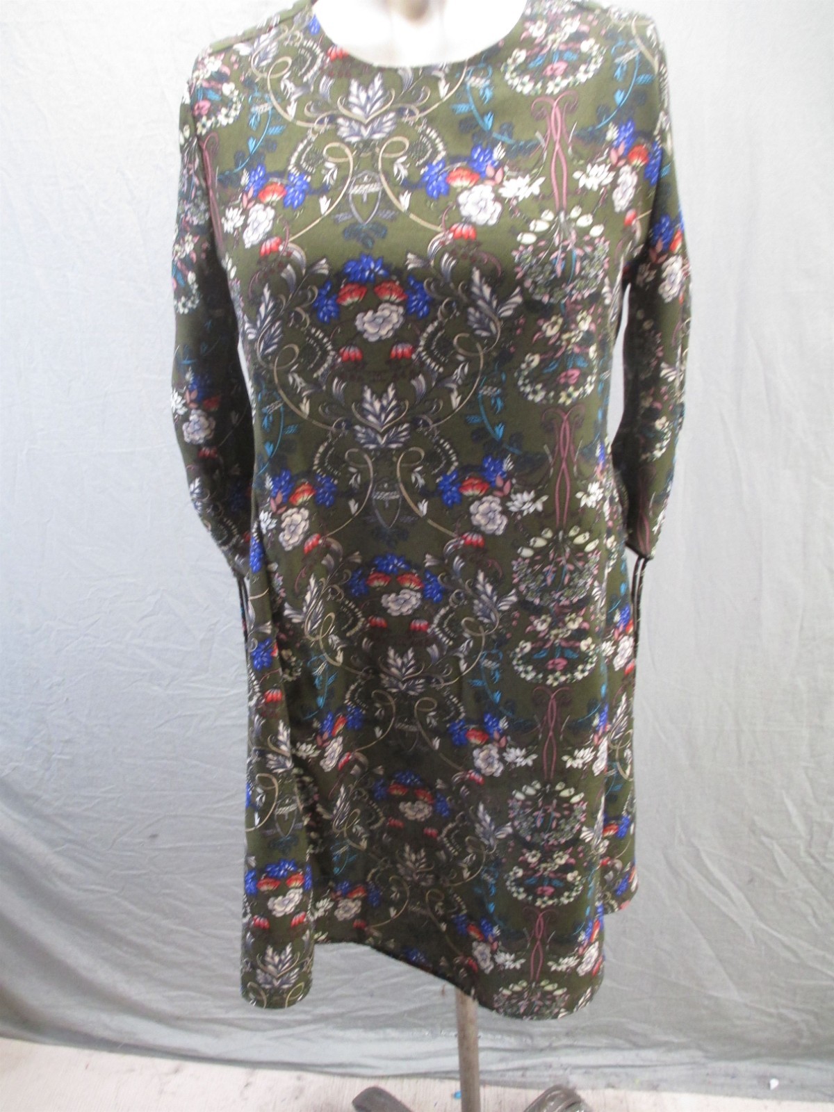 Sfera Size S Womens Multicolor Floral Long Sleeve A Line Beauty Zipper Dress 367