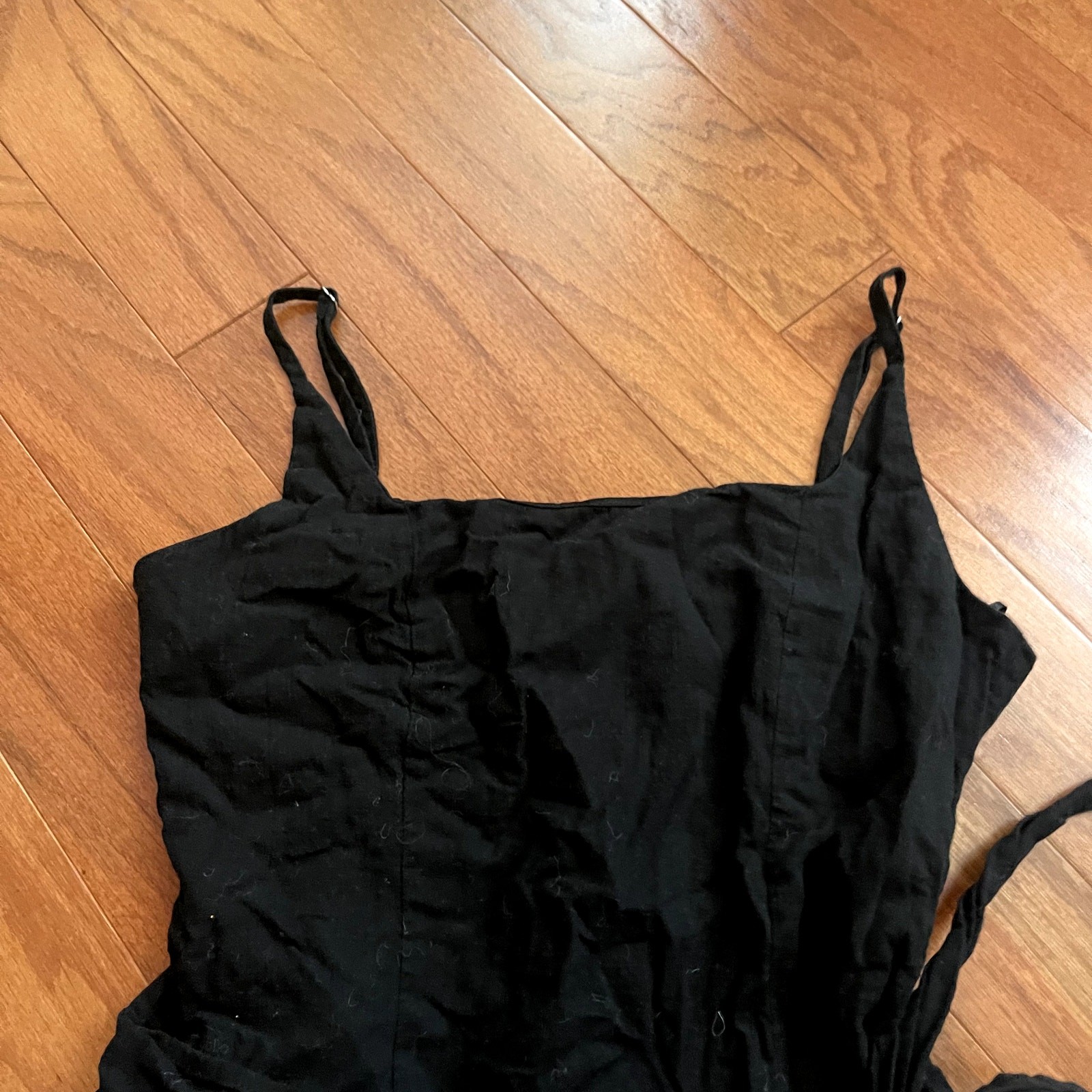 Princess Polly Black Spaghetti Strap Tie Fit and Flare Mini Dress Size 6