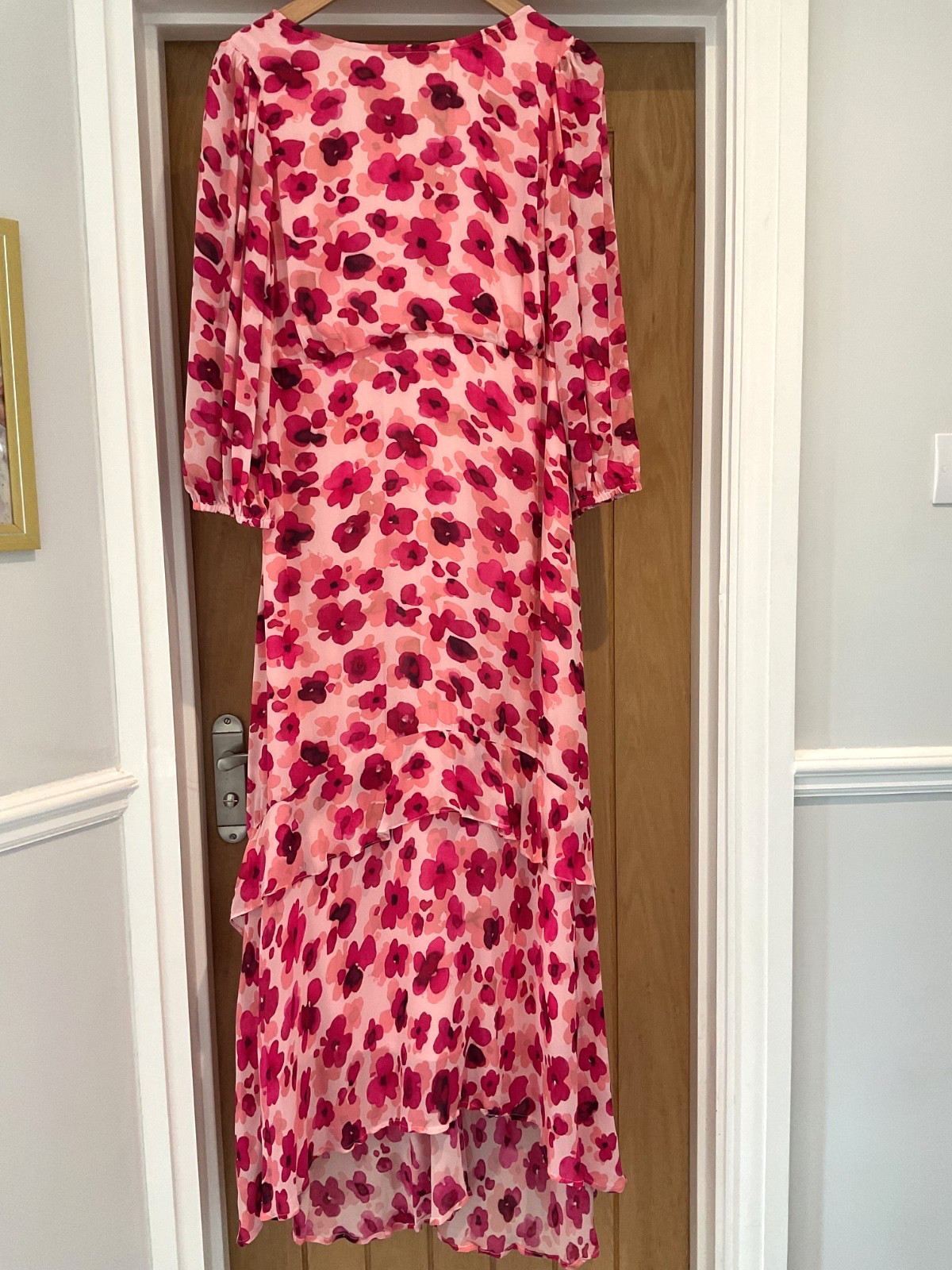 BNWT Monsoon Pink Pompea Poppy Floral Print Summer Maxi Dress Size UK14