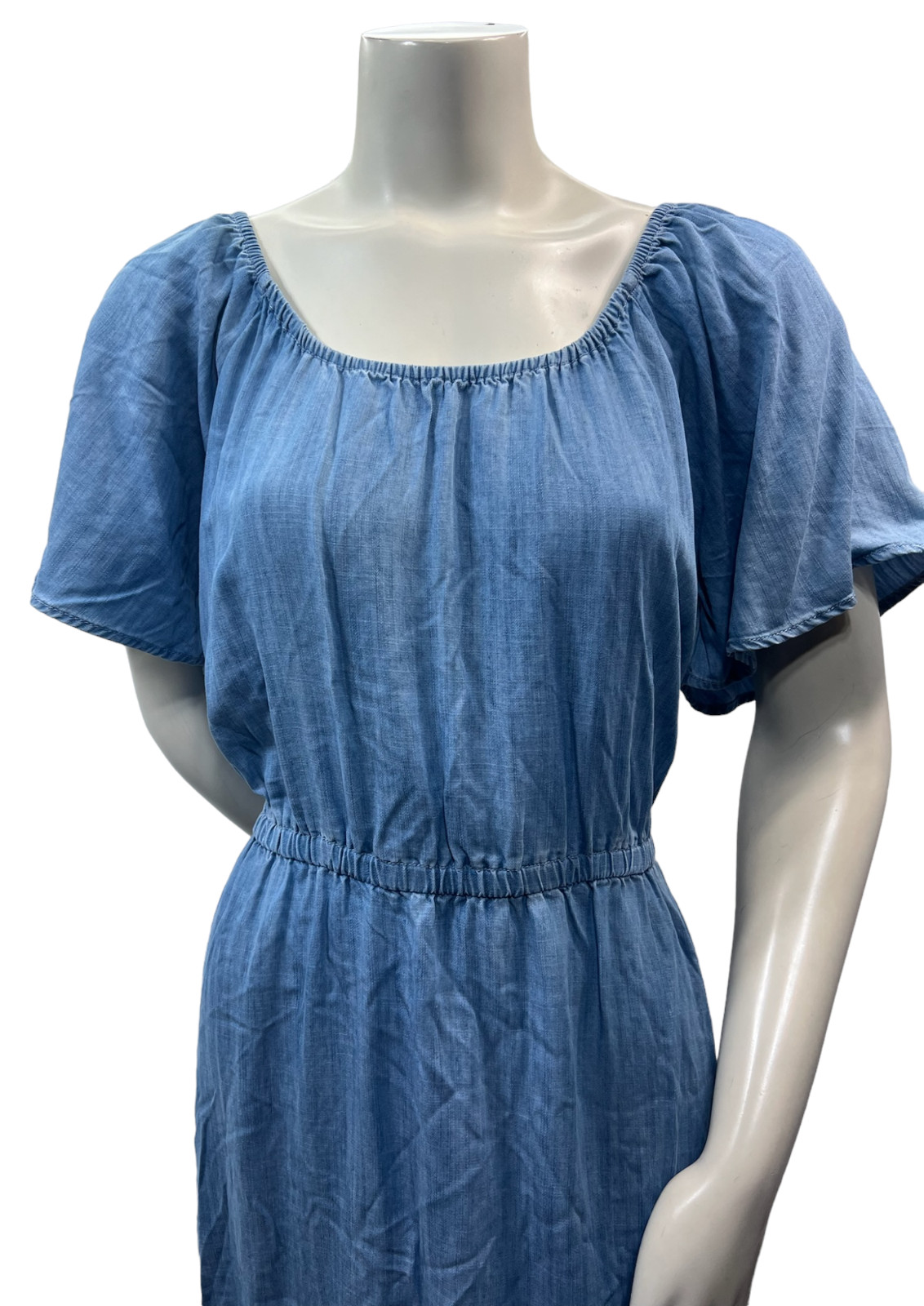 Style and Co Midi Dress Womens Plus size 1X Blue On off Shoulder Chambray New