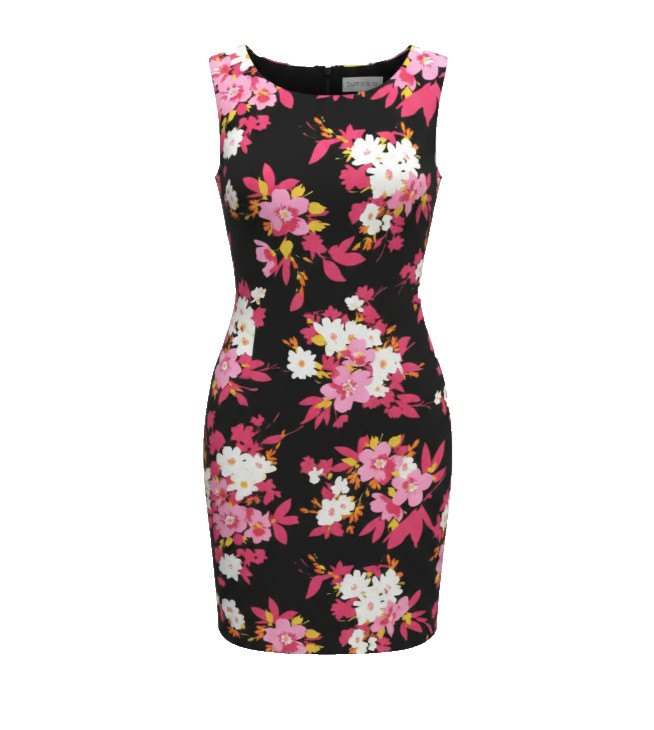 Danny Nicole Petite 14 Floral Sheath Dress Black Pink Sleeveless Work Church