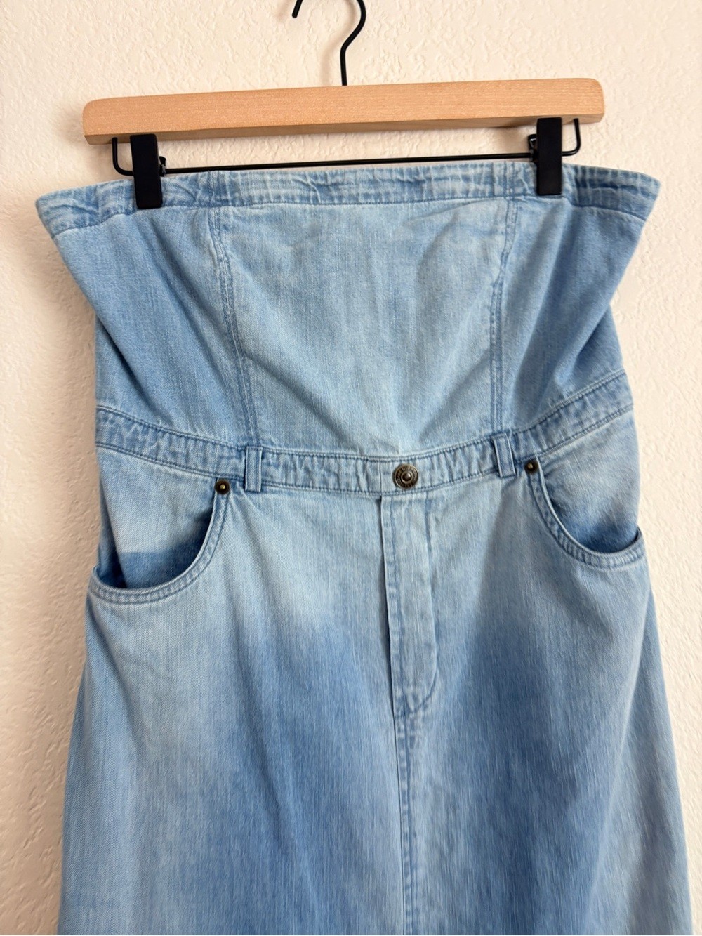 Free People Picture Perfect Light Wash Denim Strapless Dress