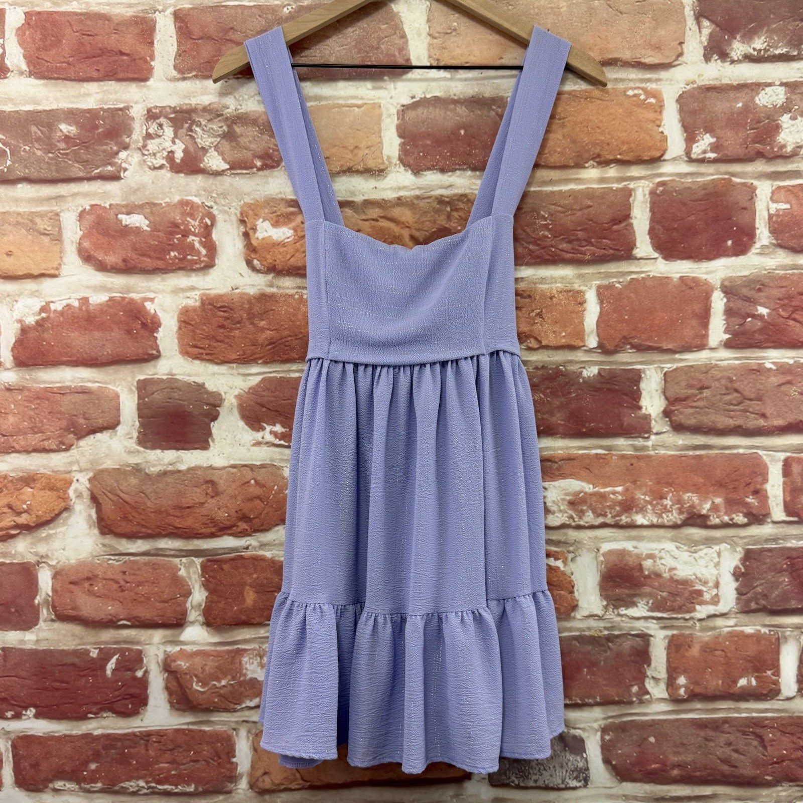 Lucy In The Sky Summer Dress Womens S Purple Silver Metallic Striped Tie Back