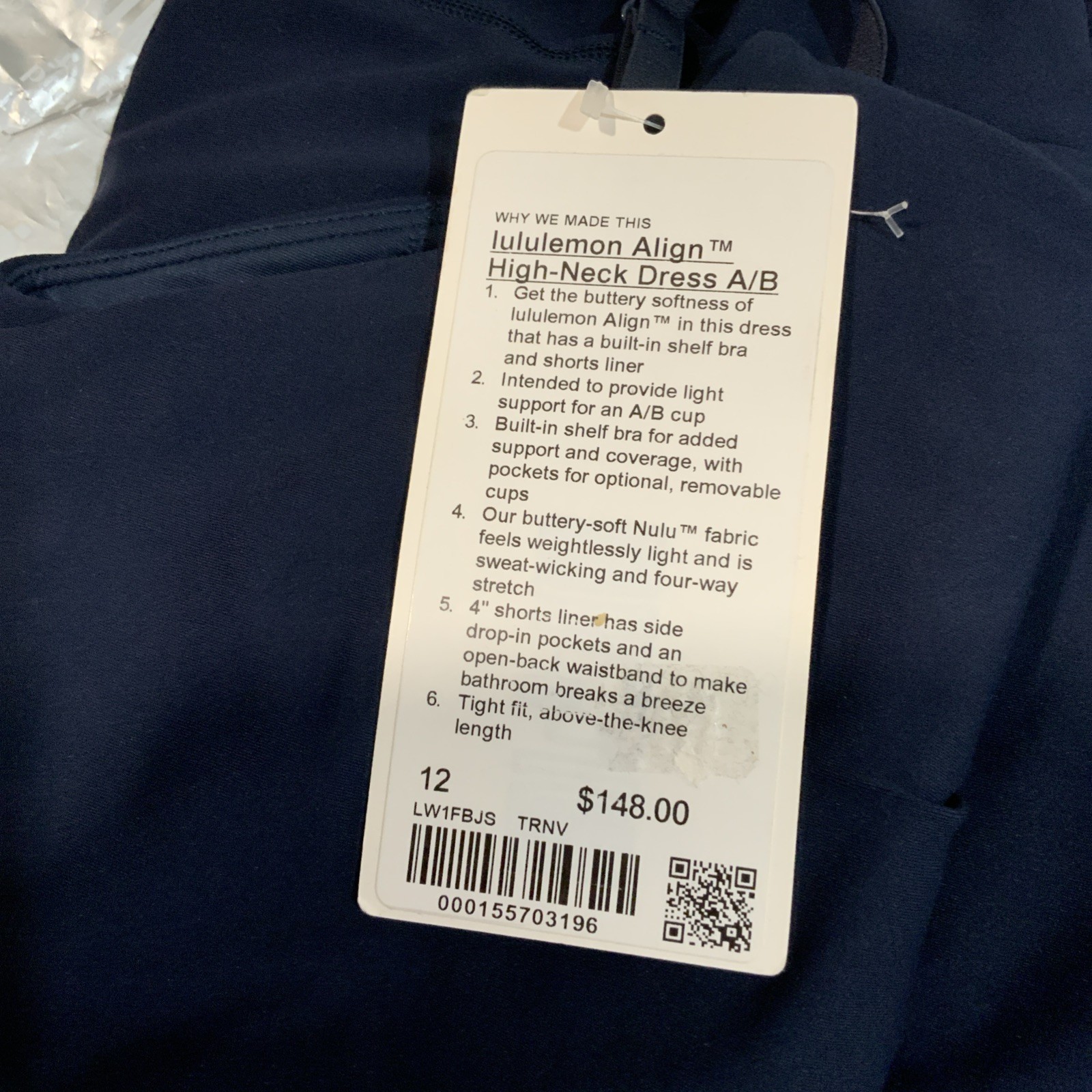 Lululemon Align High-Neck Dress Light Support true navy sz 12