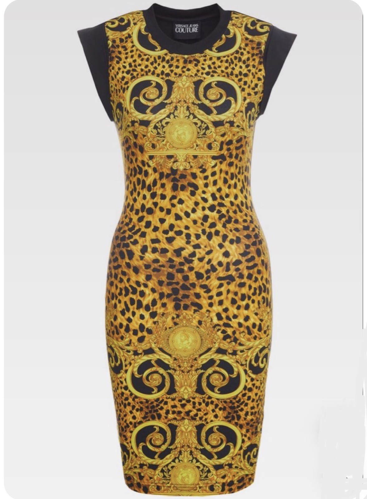 Versace Jeans Couture Dress Baroque Logo Print Jersey Size M