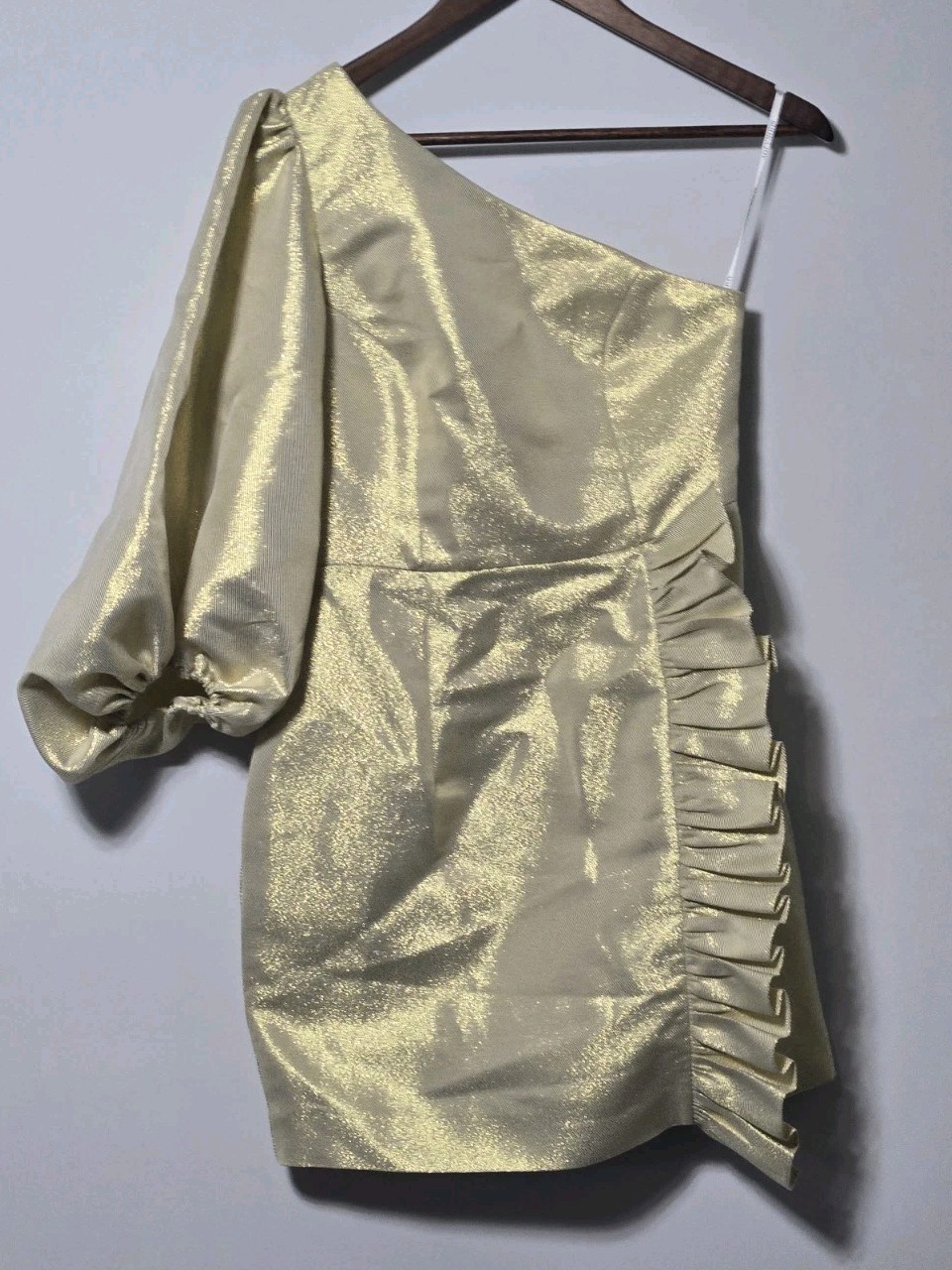 Shona Joy Luna One Shoulder Mini Dress Gold