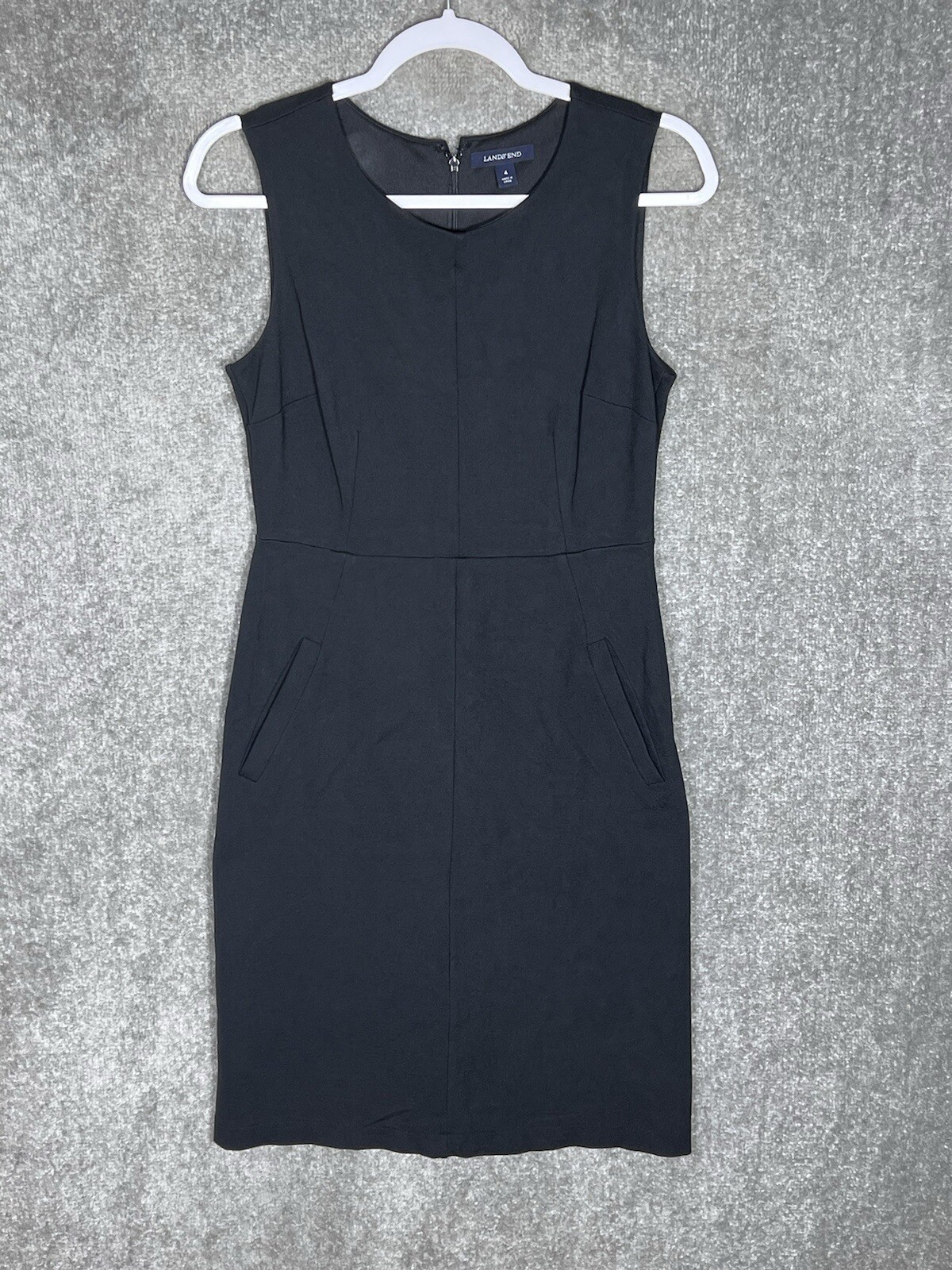 Lands End Dress Womens Size 4 Black Ponte Knit Pockets Stretch Sleeveless