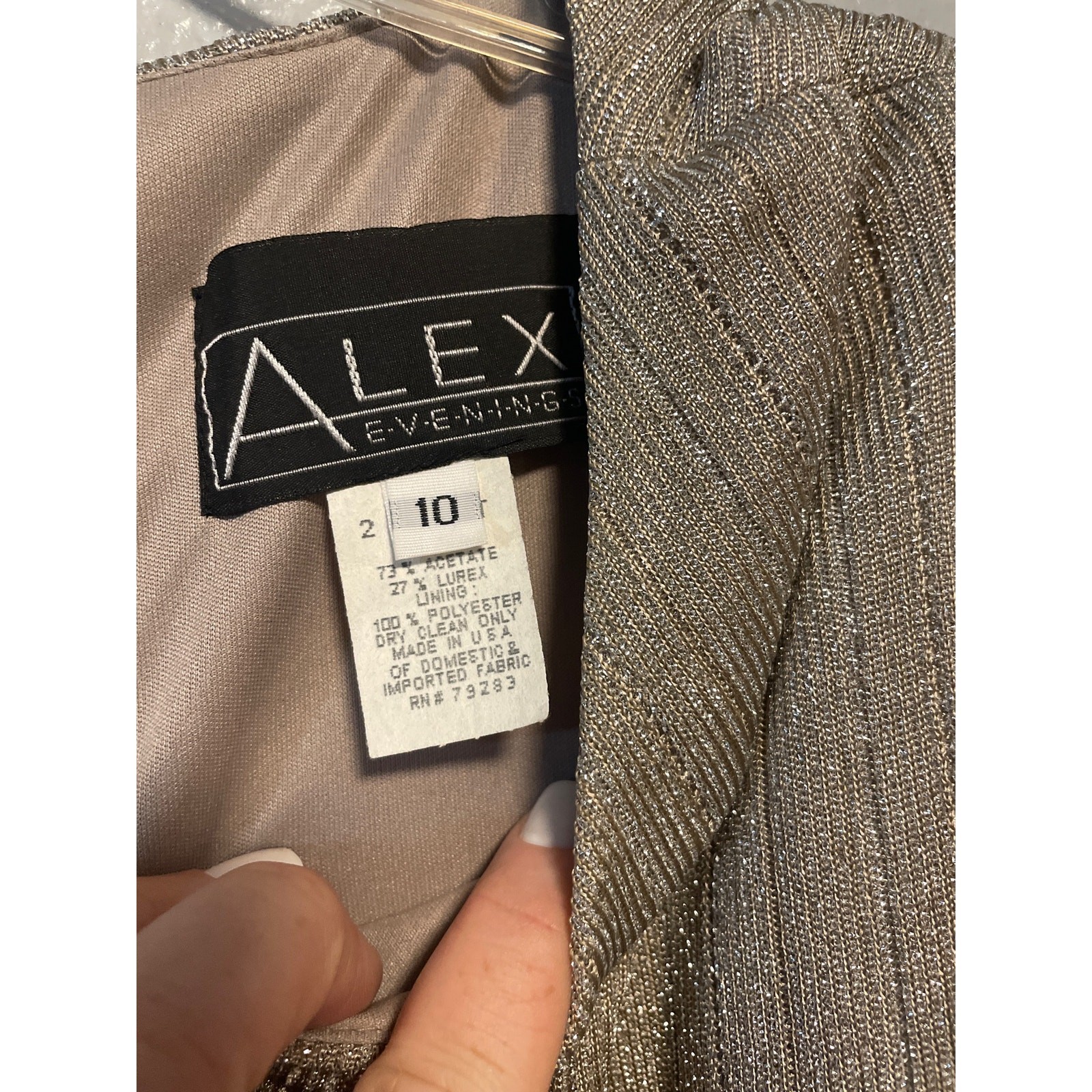 Alex Evenings Beige Gold Sparkle Special Occasion Dress Size 10