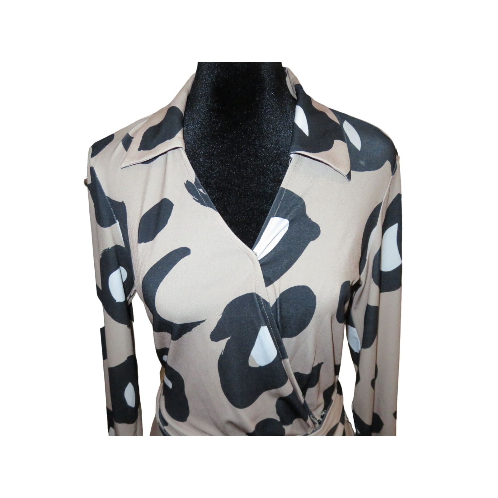 Maggy London Leopard Print Wrap Midi Jersey Knit Dress Made in Sri Lanka sz 10