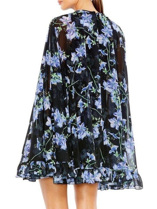 NWT Ieena Mac Duggal Floral Cape Mini Shift Dress 56028 Sz 2