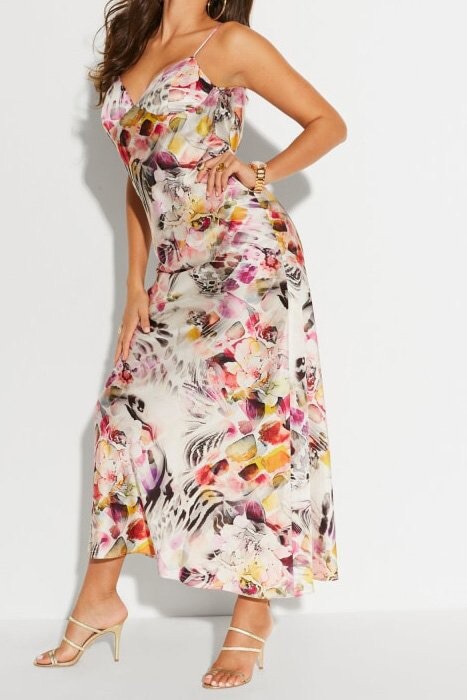 £270 MARCIANO by GUESS Jennifer Lopez Maxi Floral Slip Dress XL 14 16 Cowl Back