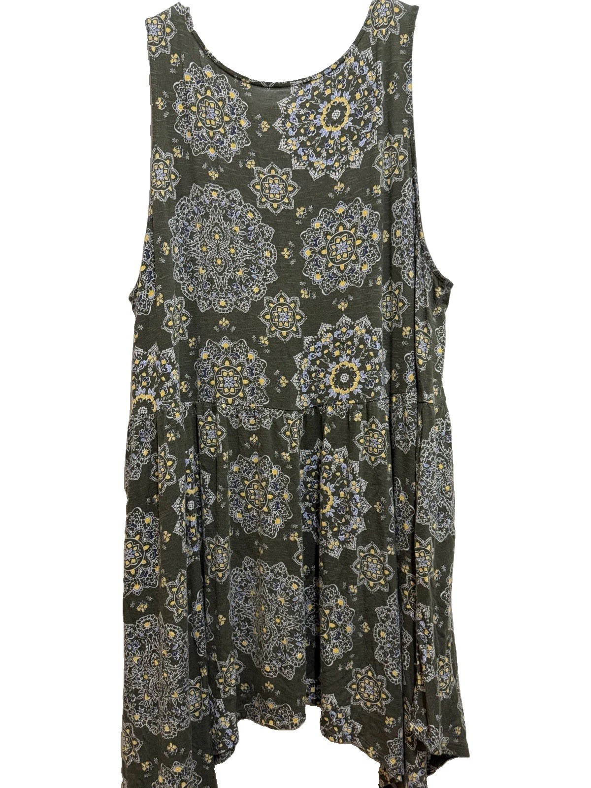 Torrid Super Soft Knit Dress Size 4 Olive Medallion Print Lattice Back