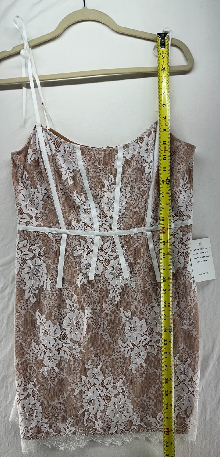 NEW For Love & Lemons Cheyenne Lace Mini Dress M Revolve Nude Ivory Bridal