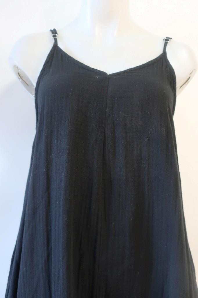 Womens Stark X Black (Item-46) Gauzy Cotton Adjustable Strap Midi Dress M