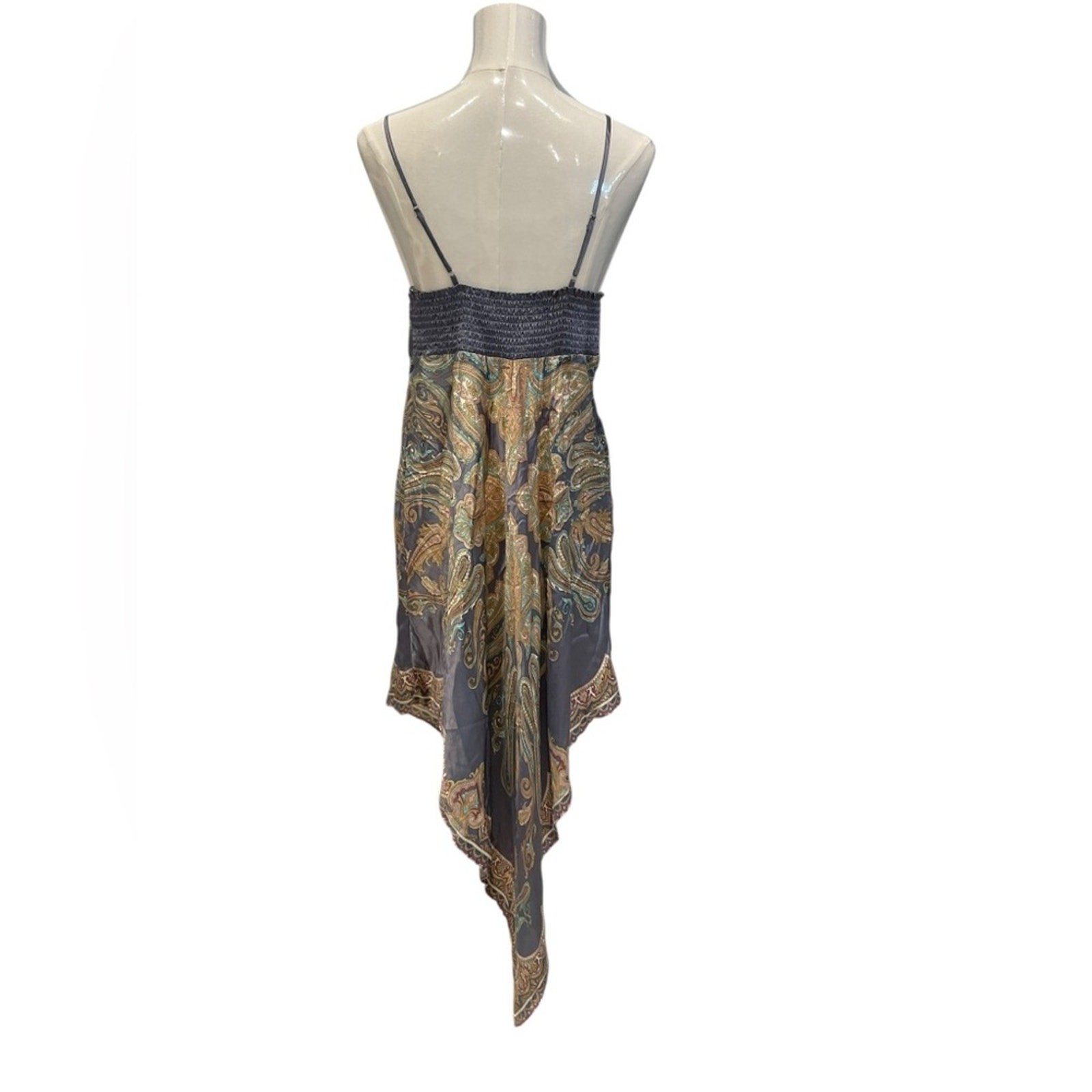 Cortefiel Elegant Multicolor Spaghetti Strap Dress Size:L