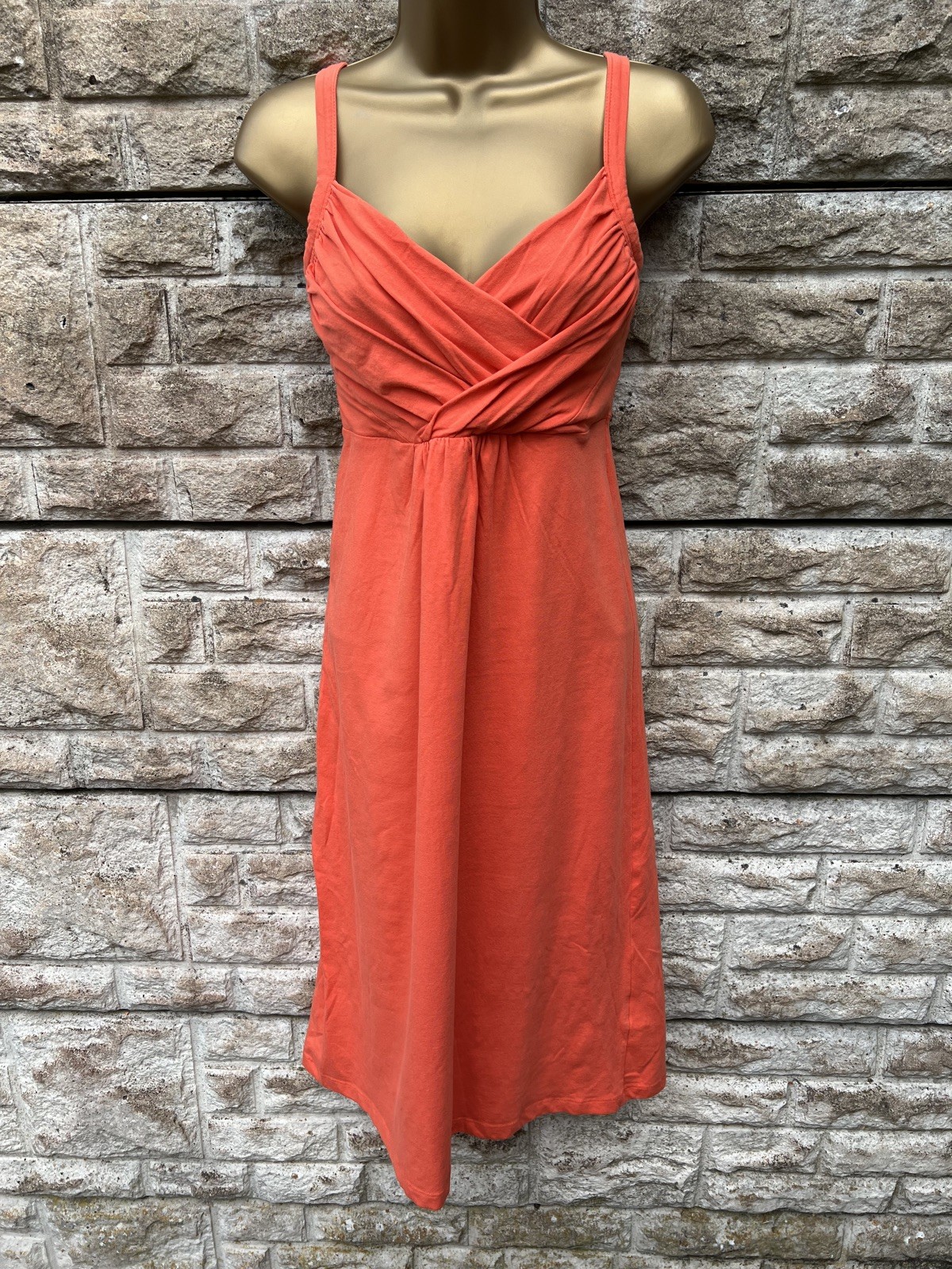 Ladies Collection By Jackpot Orange Adelas Strappy Cotton Stretch Midi Dress UKL