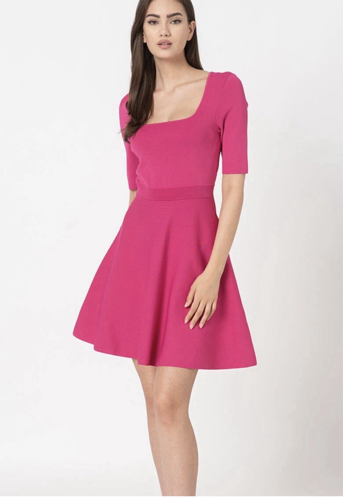 Ted Baker London Womens Pink Square Neck 3/4 Sleeve Fit & Flare Short 2