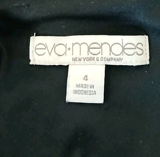 Eva Mendes NY & Co Dress Size 4 Black Lace Sheer 3/4 Sleeves Stretch Lined Zip
