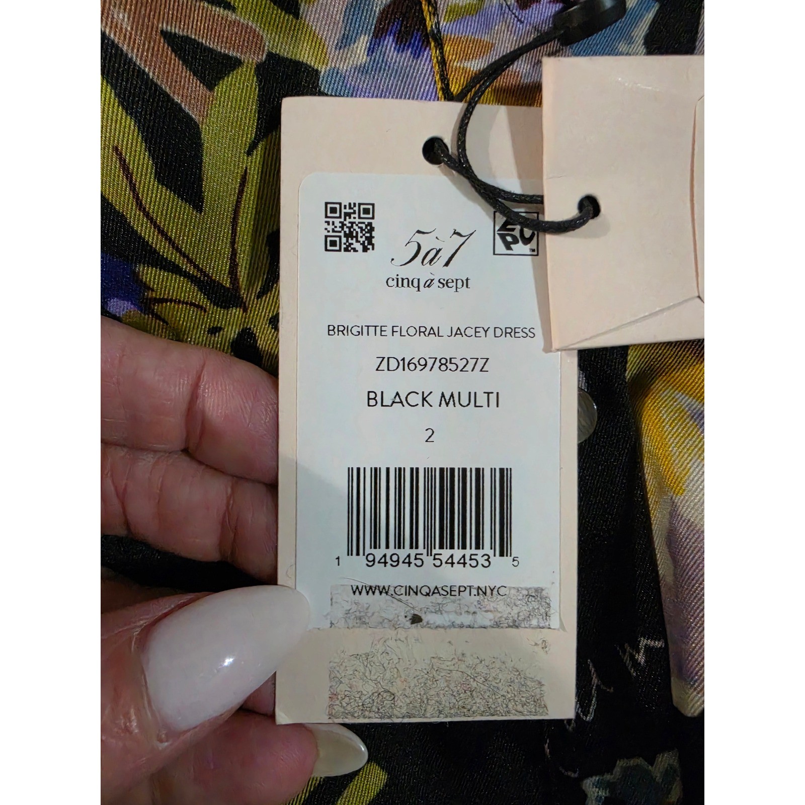 Cinq a Sept Black Floral Script Silk Blend Knotted Midi Dress Size 2