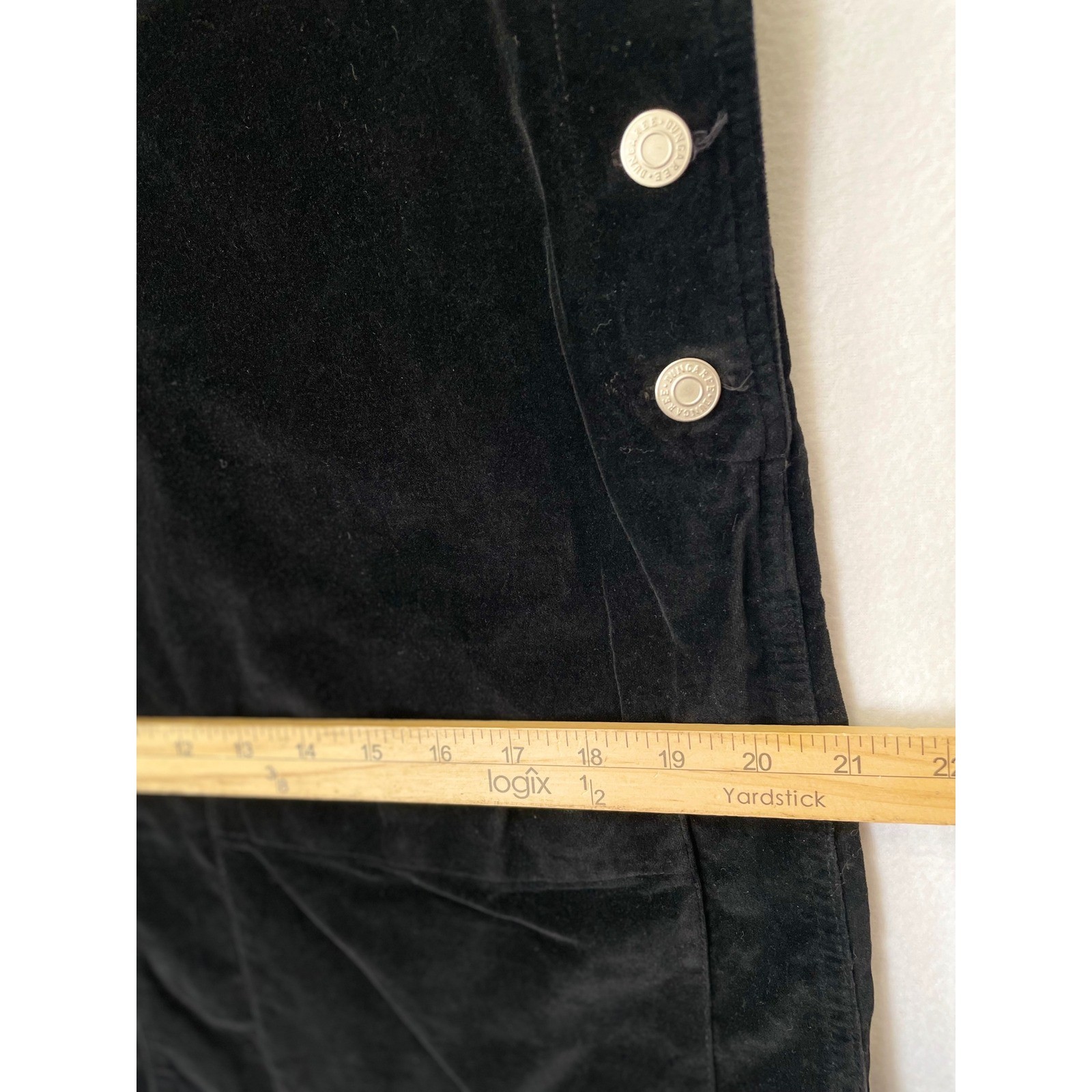 Essentials Style Pinafore Jumper Dress Womens Large Black Corduroy Side Button